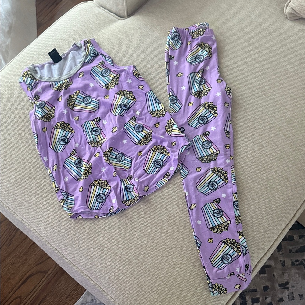 Popcorn Print Kids Pajama Set - Purple